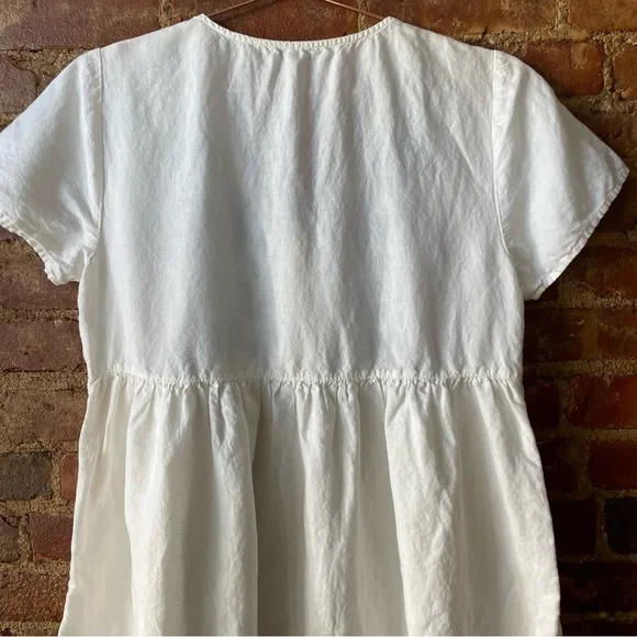 Madewell Embroidered Linen-Blend Alexandra Button-Front Mini Dress - Picture 4 of 12